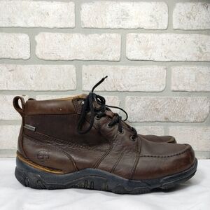 Timberland Gore Tex Men's Brown Leather Boots Size 9.5 Durable Outdoors Workwear
